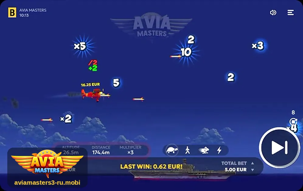 Aviamasters: самолёт над морем перед посадкой, множители и ракеты на маршруте — исход уже определён сервером