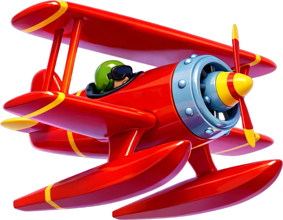 Красный биплан из игры Aviamasters — главный персонаж краш-игры Авиамастер